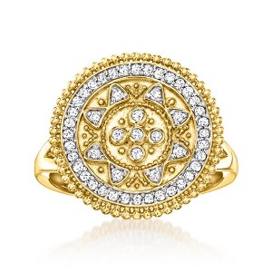 Ross-Simons 0.25 ct. t.w. Diamond Etruscan-Style Circle Ring in 18kt Gold Over Sterling - 1 of 4