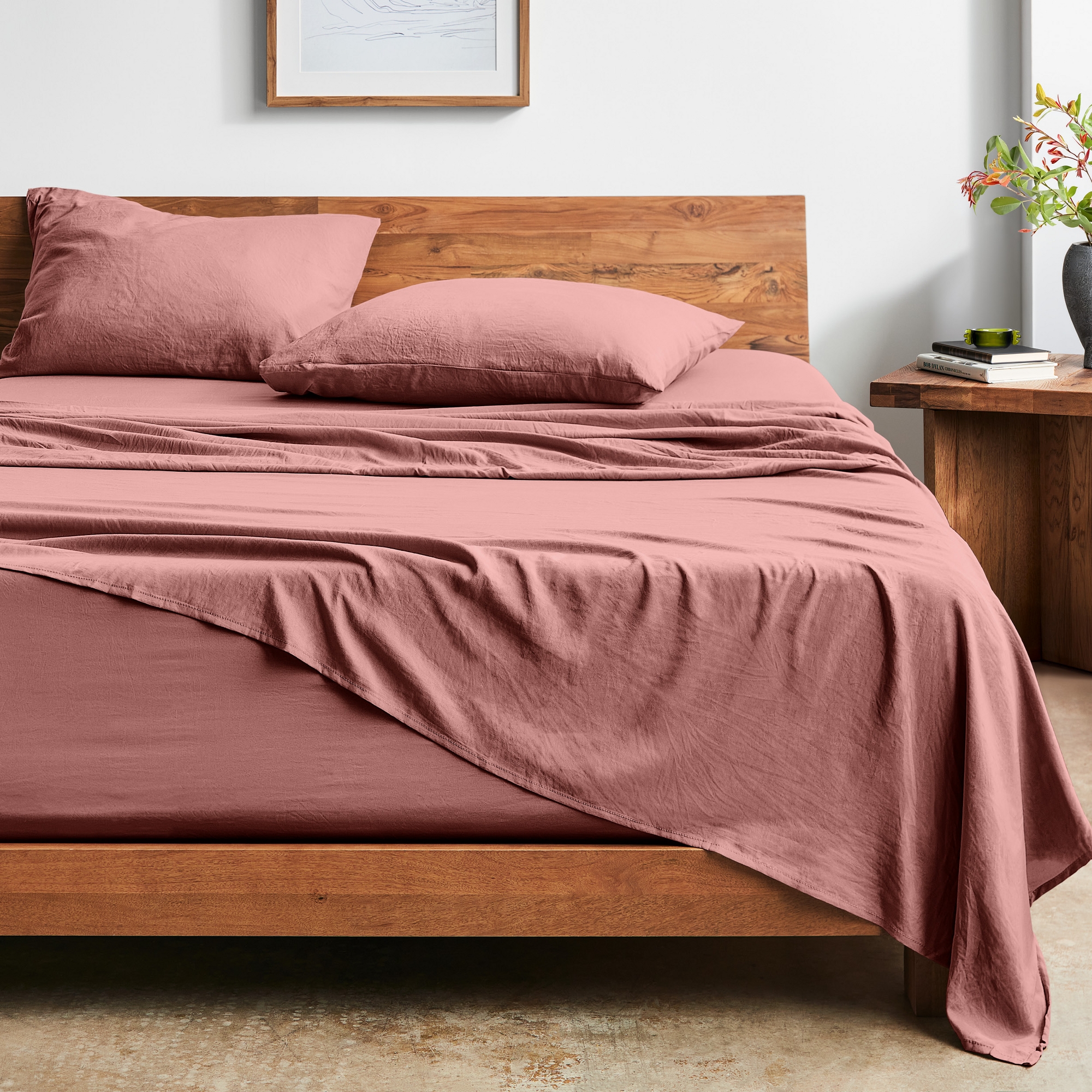 Ultra-Soft Easy Care Washed Sheet Set by Bare Home - King, Dusty Rose