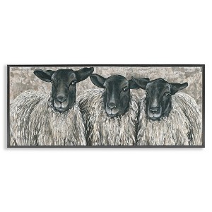 Stupell Industries Three Sheep Trio Portrait Framed Giclee Art, Black, 30" x 13" - 1 of 4