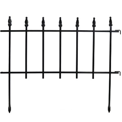 Sunnydaze Outdoor Lawn and Garden Metal Roman Style Decorative Border Fence Panel Set - 9' - Black - 5pk