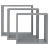 vidaXL Wall Cube Shelves 3 pcs Gray 11.8" x 3.9" x 11.8" MDF - 4 of 4