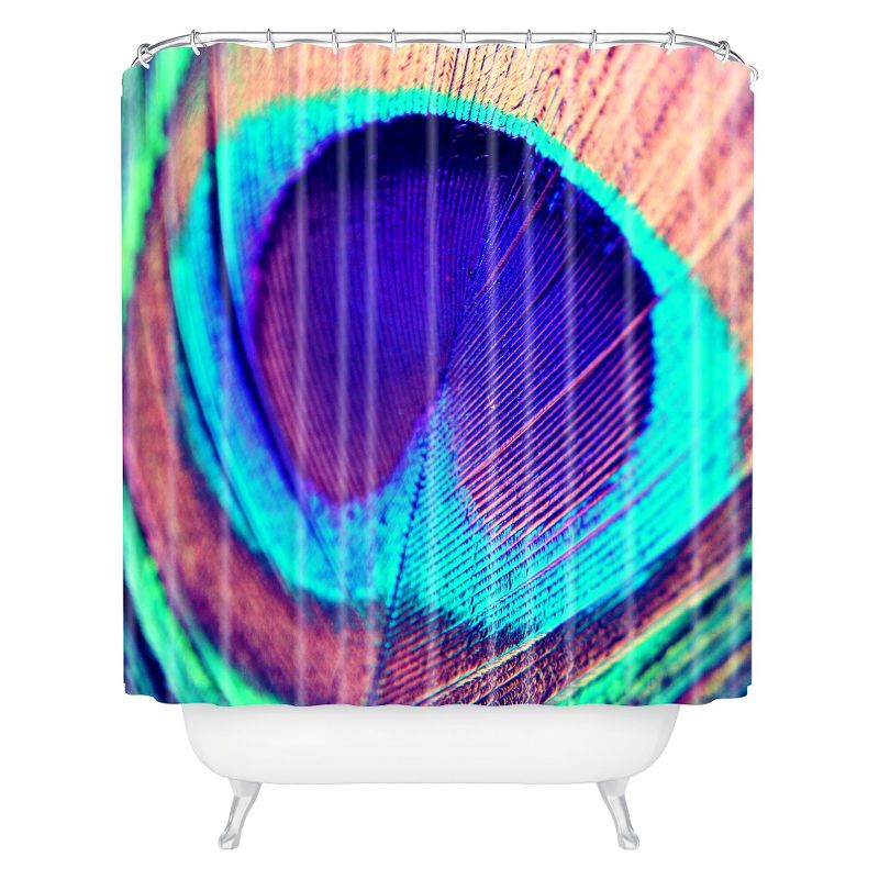 Pretty Peacock Shower Curtain Rich Plum - Deny Designs, 1 of 6
