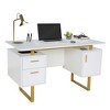 Anybear White and Gold Desk for Office with Drawers and Storage - 2 of 4