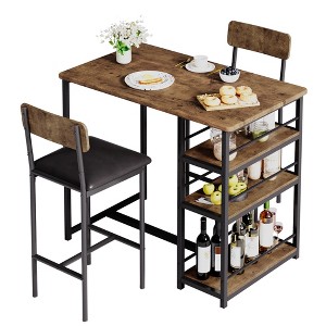 Kitchen Table Set, Dining Table and Chairs for 2, 3 Piece Dining Room Table Set with 2 Upholstered Chairs, Bar Dining Table Set for Small Spaces - 1 of 4