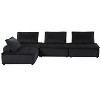 Anna 160" Black Polyester 4-Seater Modular Sofa - 4 of 4