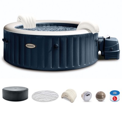 Intex PureSpa Plus 4 or 6 Person Portable Inflatable Round Hot Tub Spa with Soothing Bubble Jets and Built In Heater Pump