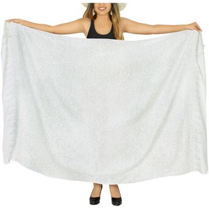 LA LEELA Women's Beach Bathing suit Wrap Bikini Swimwear Cover up Summer Wraps Swimsuit Sarong Skirts for Women One Size Off-White, Abstract - 1 of 4