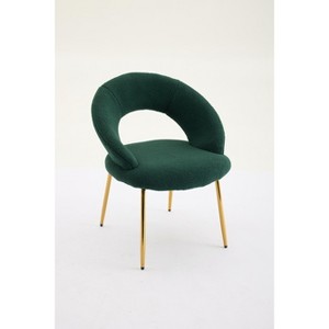 Gulches Green Teddy Fabric Curved Back Dining Chair Set of 1 Gold Metal Legs Adjustable Feet Kitchen Room 22 inch Wide 250 lb - 1 of 4
