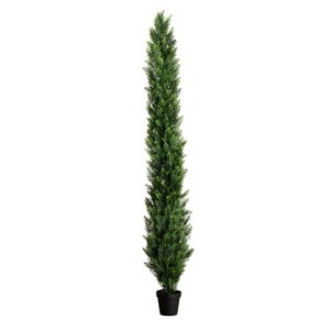 9ft. UV Resistant Artificial Cedar Pine Tree (Indoor/Outdoor) – Durable Seasonal Holiday X-Mas Décor - 1 of 4