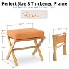 Bamboo folding footstool with bamboo X-legs and seat cushion, suitable for bedroom and living room use - 3 of 4
