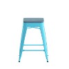 Emma and Oliver Set of Four Backless Metal Stools with All-Weather Poly Resin Seats for Indoor Use Only - 3 of 4