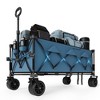 TROPOW Collapsible Utility Wagon Cart with All Terrain Wheels, Heavy Duty Foldable Beach Wagon, Portable Cart for Groceries Sand Camping, Blue - 2 of 4