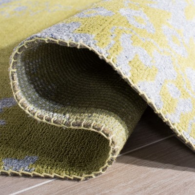 Chartreuse Hand-Knotted Wool and Viscose Area Rug