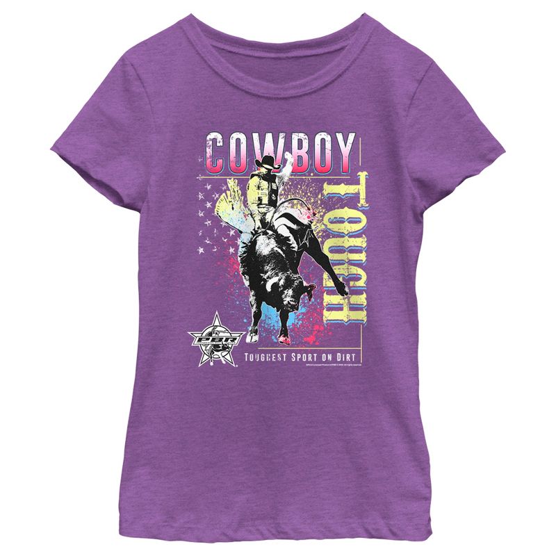 Girl's Professional Bull Riders Cowboy Tough Colorful T-Shirt, 1 of 5