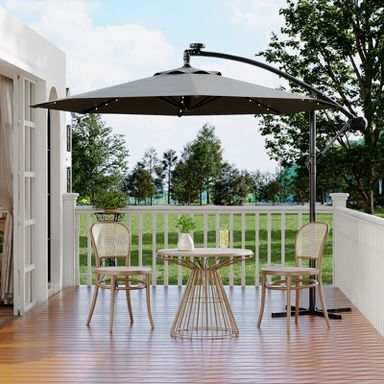 blue and yellow patio umbrella Blue 9ft Motorized Patio Umbrella with Remote