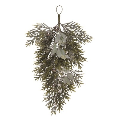 Transpac Artificial 24 in. Green Christmas Evergreen Drop with Detail