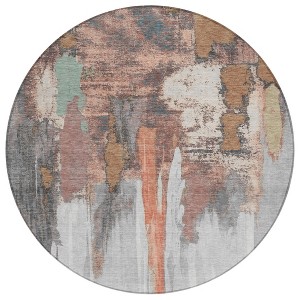 Terra Cotta And Charcoal Abstract Washable Indoor Outdoor Area Rug - 1 of 4