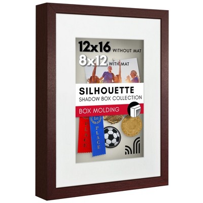 Americanflat 12x16 Shadow Box Frame with Polished Plexiglass - Use as 8x12 Frame with Mat or 12x16 Frame Without Mat - Mahogany