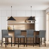 Tangkula Set of 4 Bar Stools Linen Fabric Counter Height Chairs for Kitchen Island Grey - 2 of 4