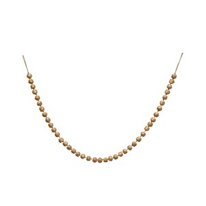 Storied Home Paulownia Wood Bead Garland, Gold Finish - 1 of 2