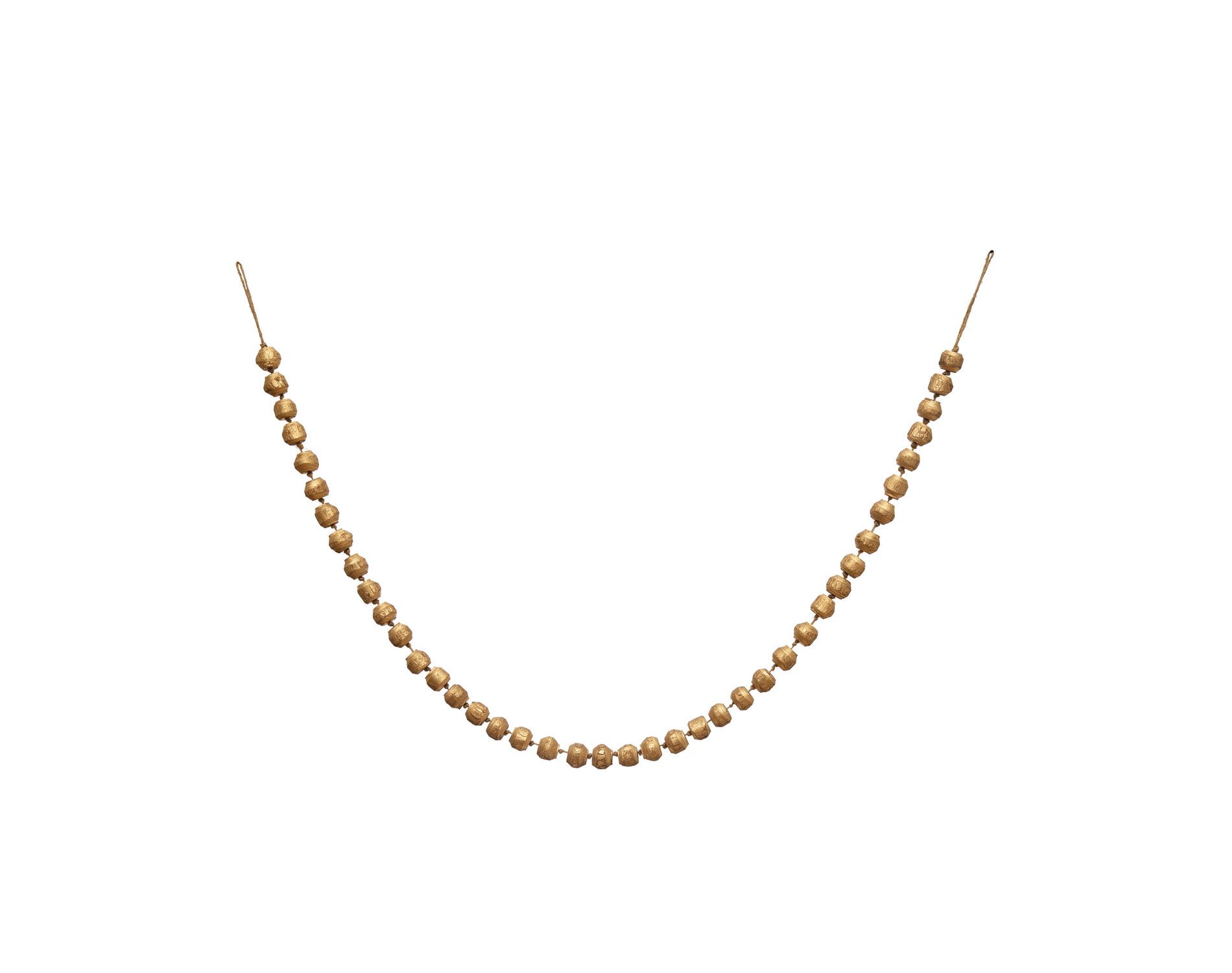 Storied Home Paulownia Wood Bead Garland, Gold Finish
