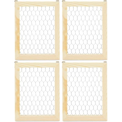 Bright Creations Set of 4 Chicken Wire Wooden Window Pane Frame, Farmhouse Home Wall Decor, 7 x 9 in.
