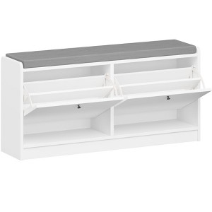 PDTEND 39.76" Shoe Storage Bench Entryway Bench with Storage and Cushion, Shoe Storage Cabinet for Entryway - 1 of 4