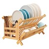LunaLulinlk Bamboo Drying Rack for Dishes, 2 Tier Wooden Collapsible Dish Rack, Large Drain Rack for Kitchen Countertops, Drying Rack Counter - 2 of 4