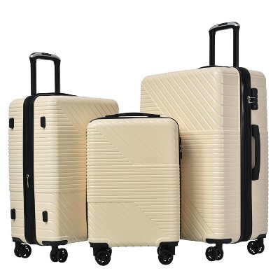 3 PCS Expandable ABS Hard Shell Luggage Set with Spinner Wheels and TSA Lock 20''24''28'' 4M - ModernLuxe