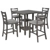 Bellemave 5-Piece Wooden Counter Height Dining Set with Padded Chairs and Storage Shelving,Gray - 2 of 4