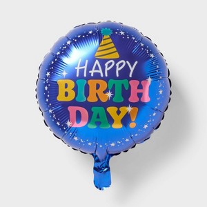 Round Happy Birthday Foil Balloon Blue - Spritz™ - 1 of 4