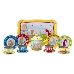 NIB Ready to Ship FAO Schwarz Pink Ceramic Porcelain Tea Set 9 pc Tea Party Set 