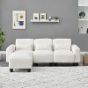 VYNXARIA The 84.6-inch beige teddy fleece creative sofa can be assembled into a two-seater sofa plus a single couch with three waist pillows - 3 of 4