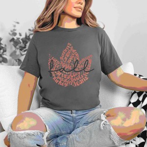 Simply Sage Market Cursive Fall Leaf Short Sleeve Tee - 1 of 4