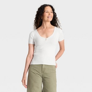 Women's Short Sleeve Henley Shirt - Universal Thread™ - 1 of 4