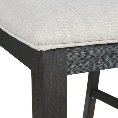 Transitional Cream and Black Upholstered Side Chair with Wooden Slats