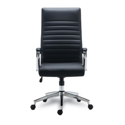 Luxurious High Back Black Leather Executive Swivel Chair with Chrome Base