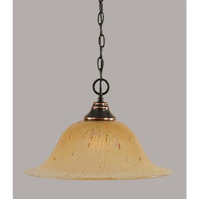 Toltec Lighting Any 1 - Light Pendant in  Black Copper with 17" Amber Crystal Shade