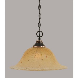 Toltec Lighting Any 1 - Light Pendant in  Black Copper with 17" Amber Crystal Shade - 1 of 1