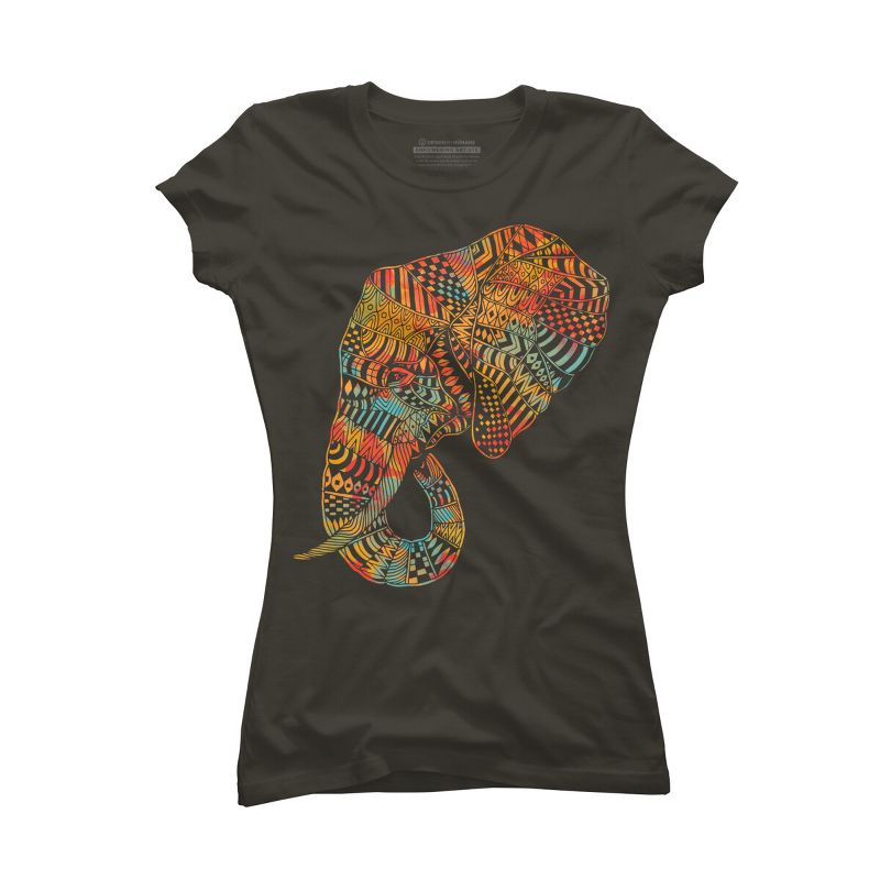 Junior's Design By Humans Elephant (Majestic) By kase T-Shirt, 1 of 4
