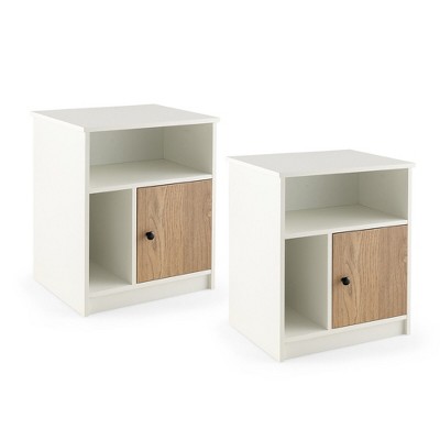 Tangkula 2 Pcs Nightstands Side End Beside Table W/ Storage Shelf For ...