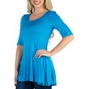 24seven Comfort Apparel Womens Elbow Sleeve Swing Tunic Top For Women - 2 of 4