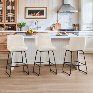 Arceso Swivel Bar Stools Set of 3, 26 Inch Upholstered Barstools with Backs, Modern Faux Leather Counter Height Bar Stool , Brown Counter Stools - 1 of 4