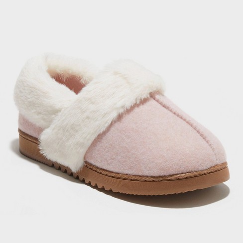 Pink Fluffy Women's Suede Mule Slippers