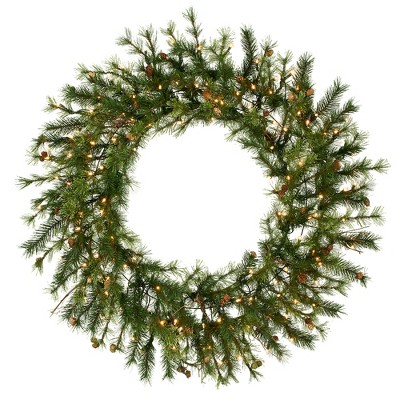 Vickerman Pre-Lit Mixed Country Pine Commercial Christmas Wreath - 60-Inch, Clear Lights