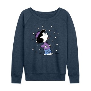 Women's - Peanuts - Lucy Snow Lightweight French Terry Wide Neck Long Sleeve Shirt - 1 of 4