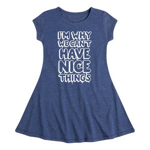 Girls' - Instant Message - I'm Why We Can't Have Nice Things Fit & Flair Cap Sleeve Graphic Dress - 1 of 4