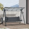 Outsunny 3-Seat Patio Swing Chair, Convertible Swing Hammock Bed with Cushions, Adjustable Polycarbonate Canopy Sunshade Roof for Porch, Gray - image 3 of 4