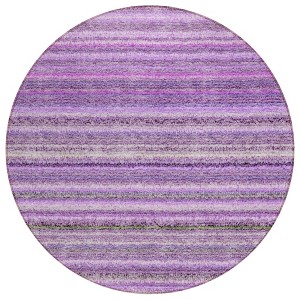 Purple Eggplant And Lilac Striped Washable Indoor Outdoor Area Rug - 1 of 4