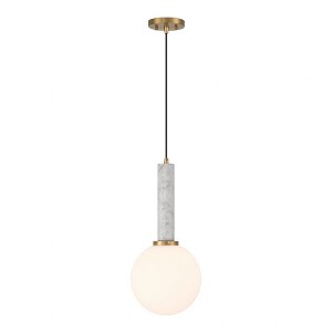 Savoy House Callaway 1 - Light Pendant in  White Marble/Warm Brass - 1 of 1
